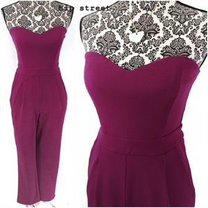 EXPRESS Strapless Stretch Purple Jumpsuit 2